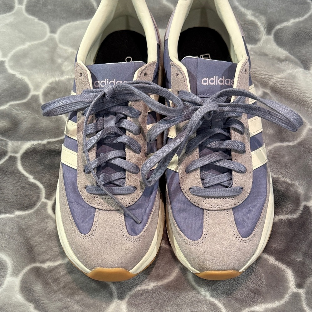 adidas Women's Lavender and White Retro Runner Sneakers